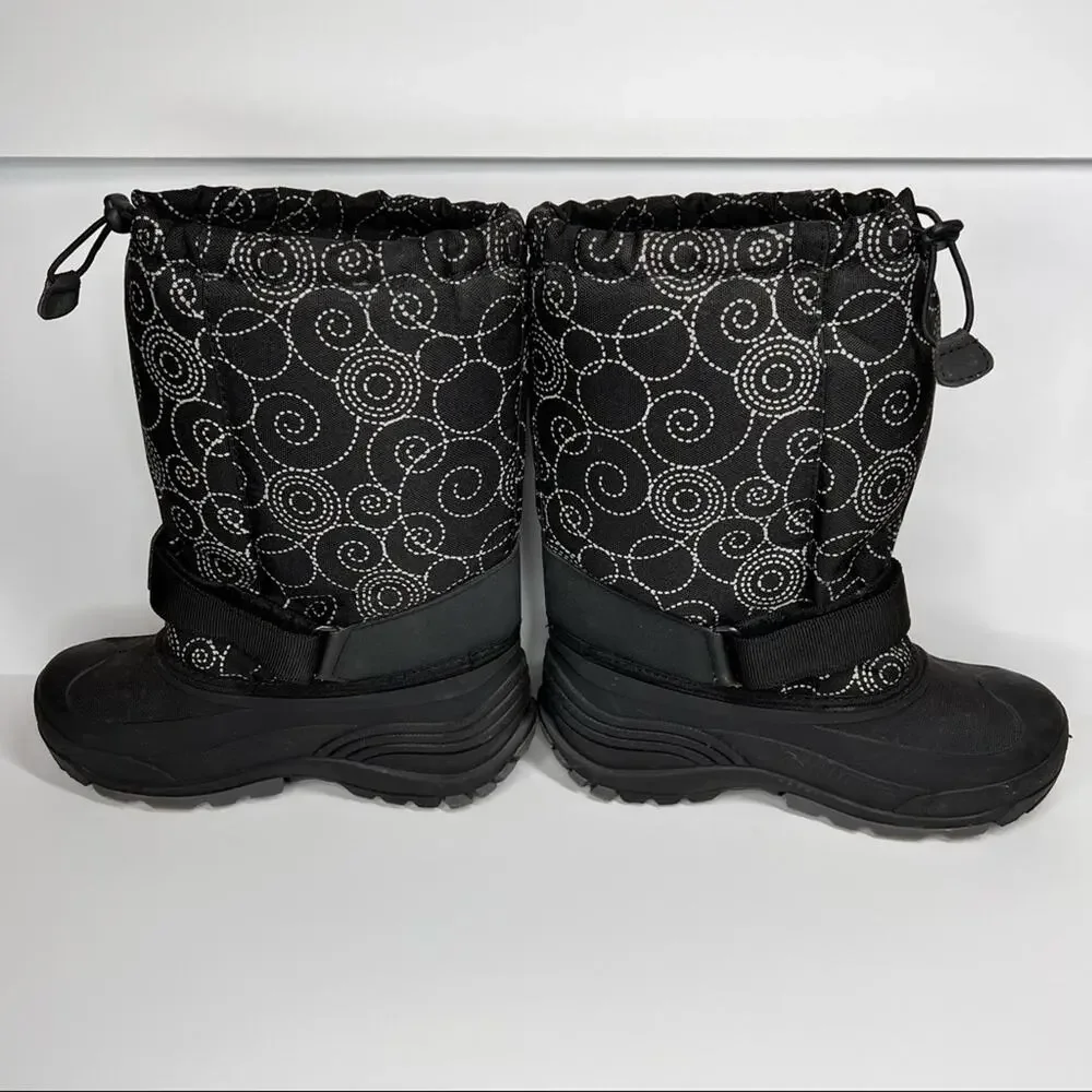KAMIK snow boots women's 6 black white swirl insulated waterproof winter ankle